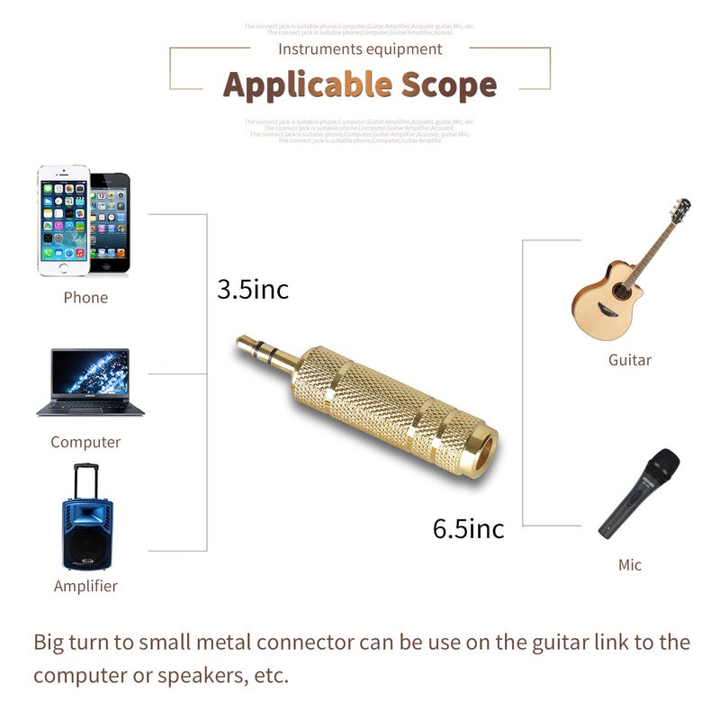 SUNYIN Guitar Amp Cable, Electric Guitar Instrument Cable, 1/4 Inch, 3.5mm & 6.5mm Converter, 3.5mm Audio Cord, 4 Picks (10ft) - Image 4